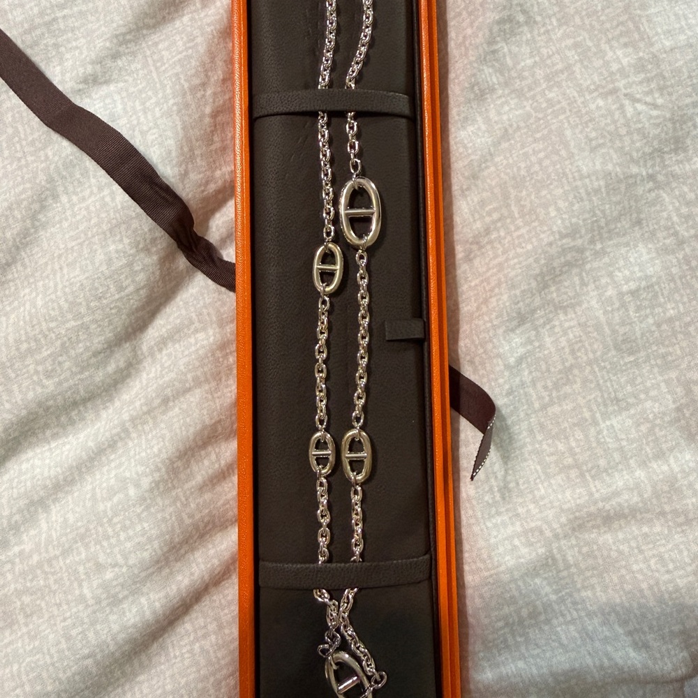 Hermes Farandole Long Necklace 120 cm Sterling Silver Chaine D’Ancre